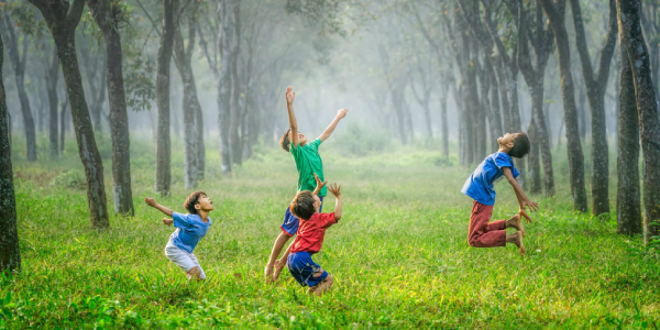 Active Kids Playing With Nature - Nature Activity.