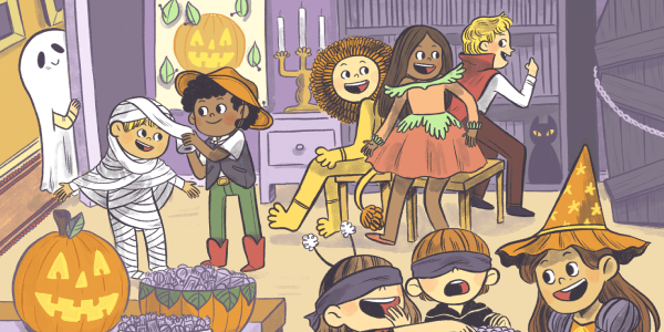 Vector Image Of Halloween Party In Kindergarden.