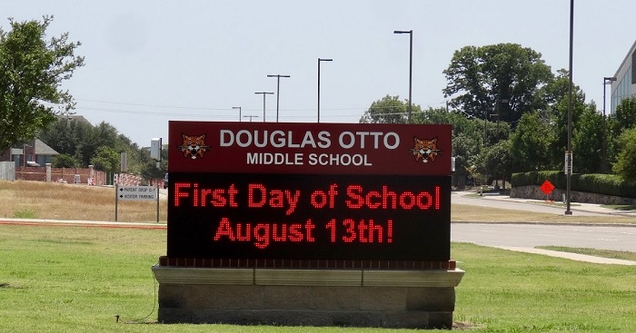 School Re-Opening Message Conveying Through LED Sign Board Display.